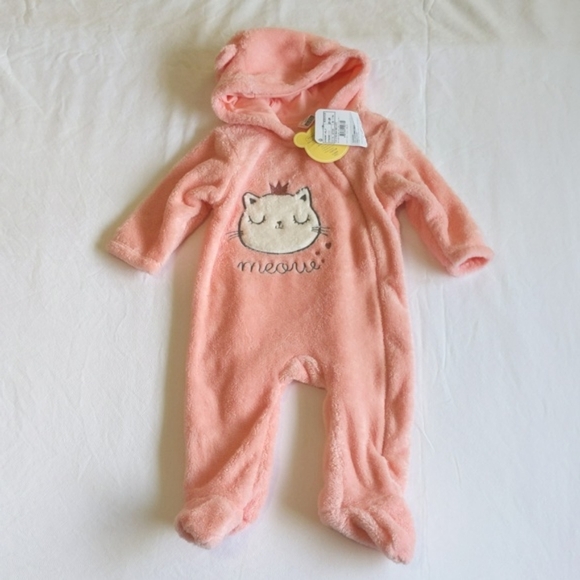 NEW lc waikiki fluffy peach kitten bunting suit 6-9 months baby girl - Picture 1 of 10